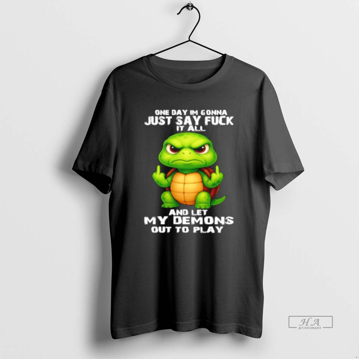 Official Trendy Turtle Middle Finger One Day Im Gonna Just Say Fuck It All And Unisex , , , Long Sleeve Tee