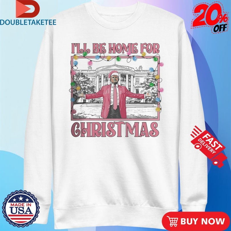 Official Trump I’ll Be Home For Christmas Lights Holiday Shirts Unisex , , , Long Sleeve Tee