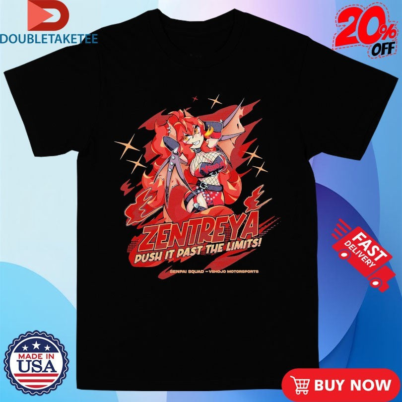 Official Vshojo Motorsports X Senpai Squad Zentreya Push It Past The Limits Anime Waifu Shirts
