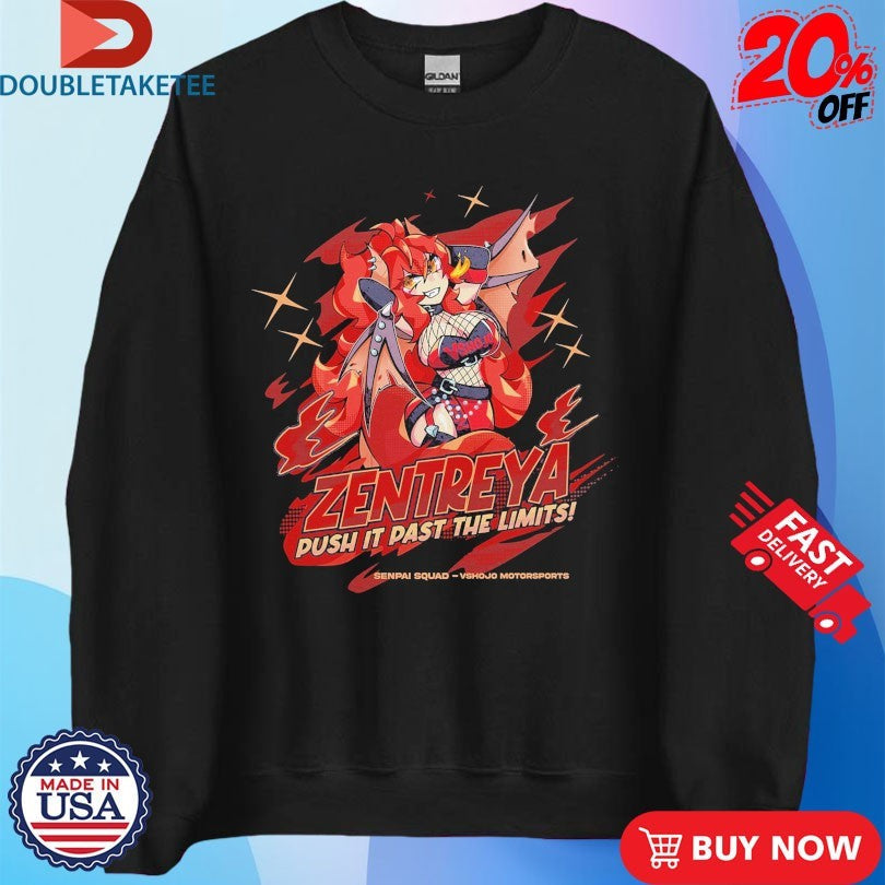 Official Vshojo Motorsports X Senpai Squad Zentreya Push It Past The Limits Anime Waifu Shirts