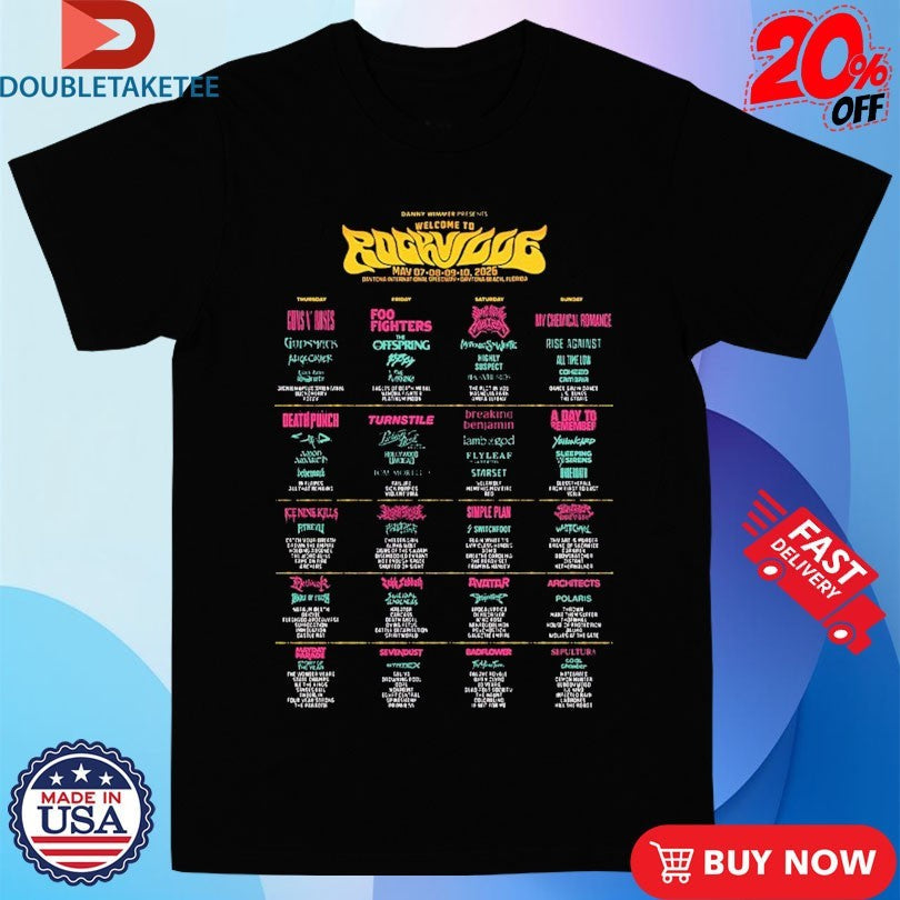 Official Welcome To Rockville In Daytona Beach Florida Full Lineup At Daytona International Speedway From May 7 To 10 2026 Shirts
