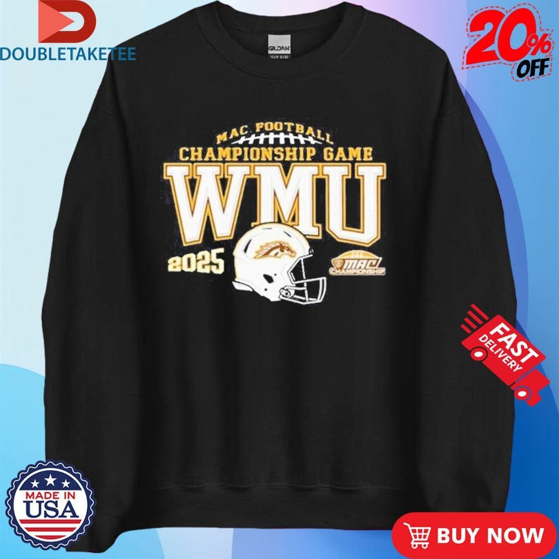 Official Western Michigan Broncos 2025 MAC Football Championship Bound Helmet Shirts Unisex , , , Long Sleeve Tee
