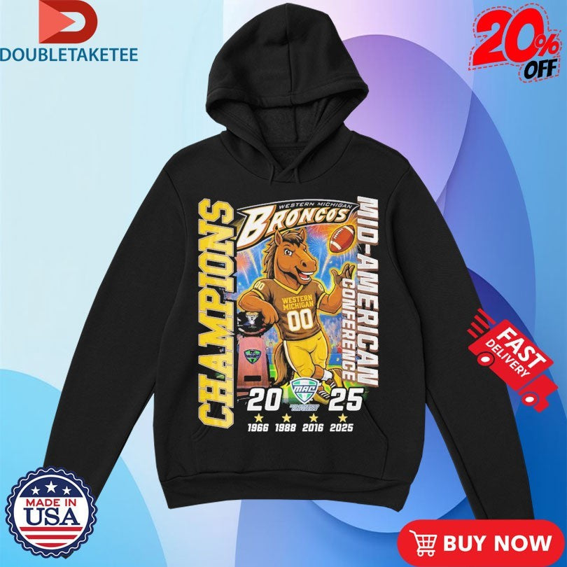 Official Western Michigan Broncos Mid American Conference Champions 2025 Mascot Trophy Shirts