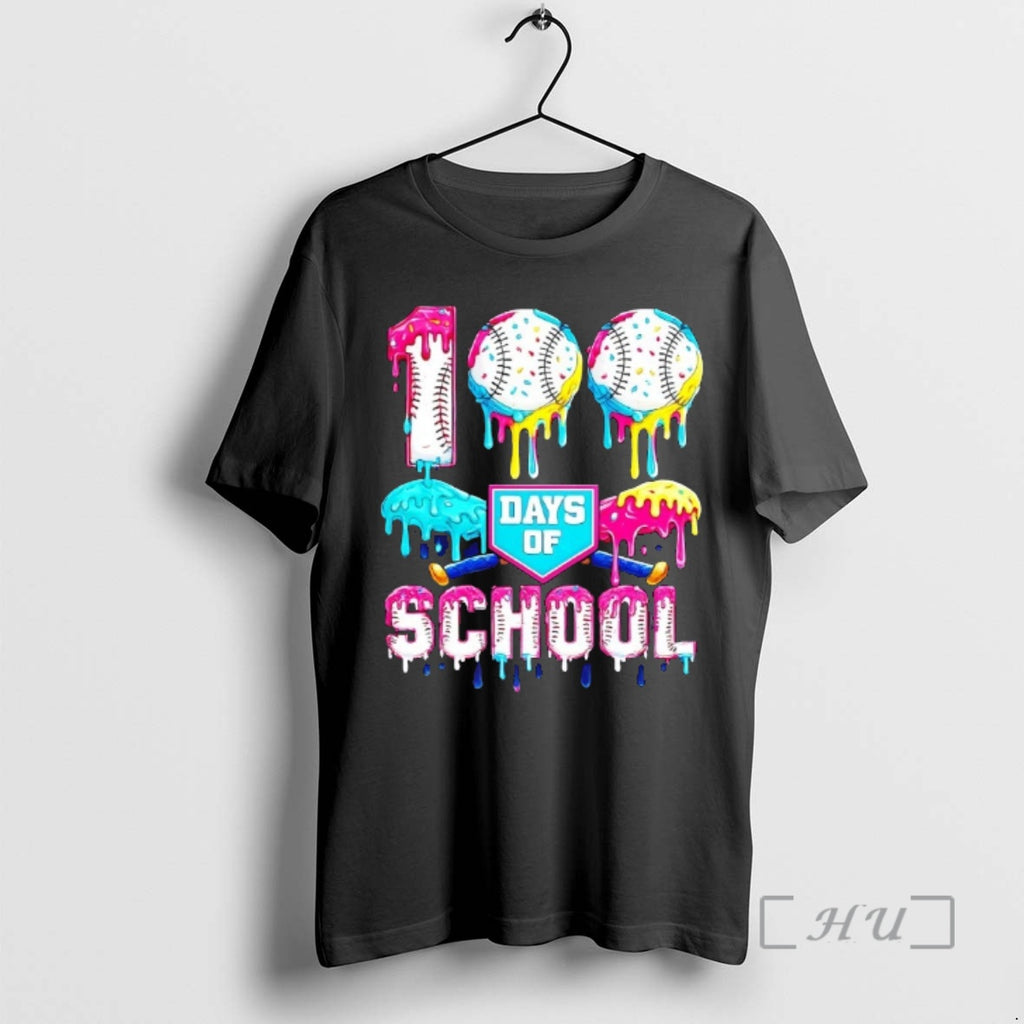 Officials 100 Days Of School 100th Day Ice Cream Drip Baseball Premium T Shirts Sweater