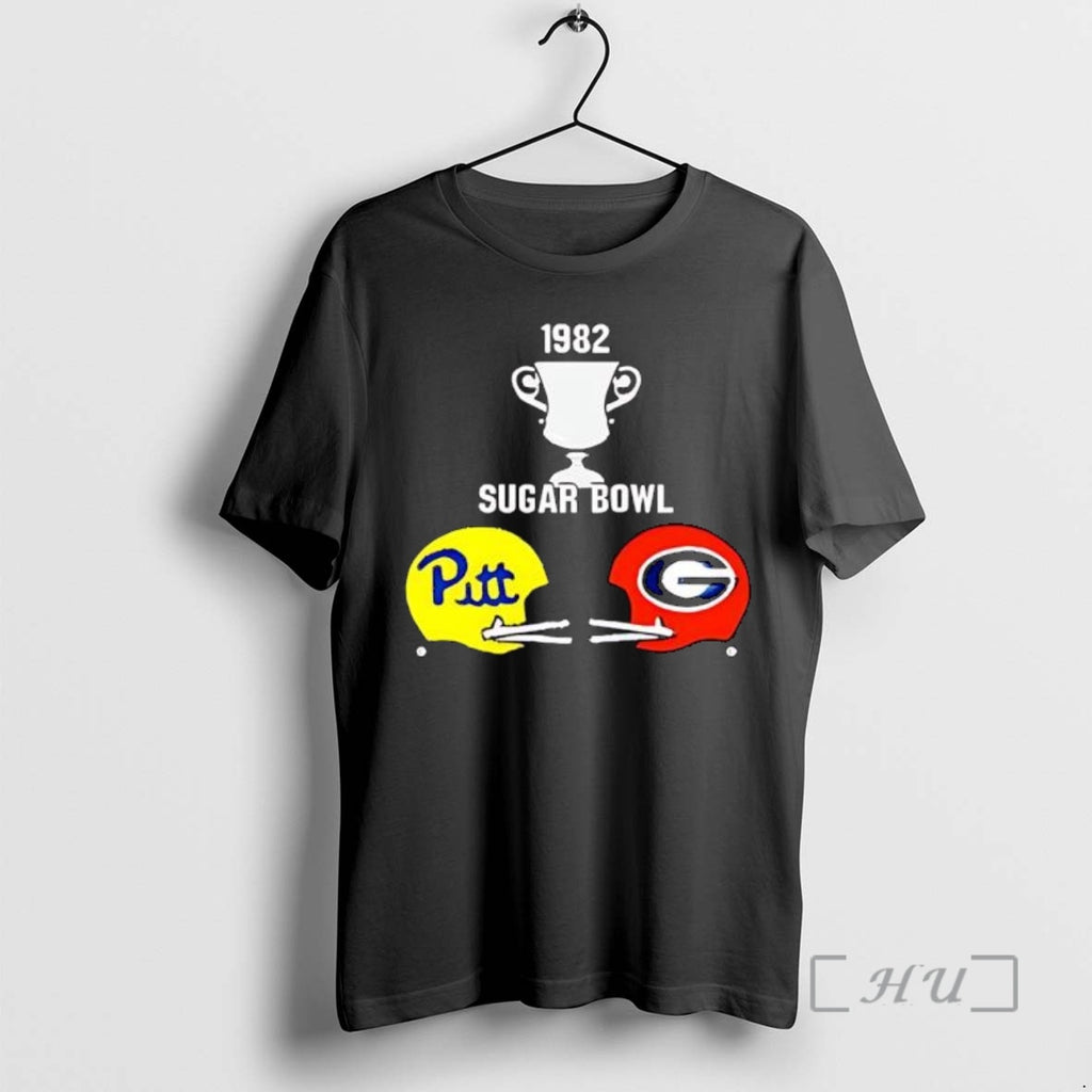 Officials 1982 Sugar Bowl Pitt Vs Georgia Helmets Trophy Graphic