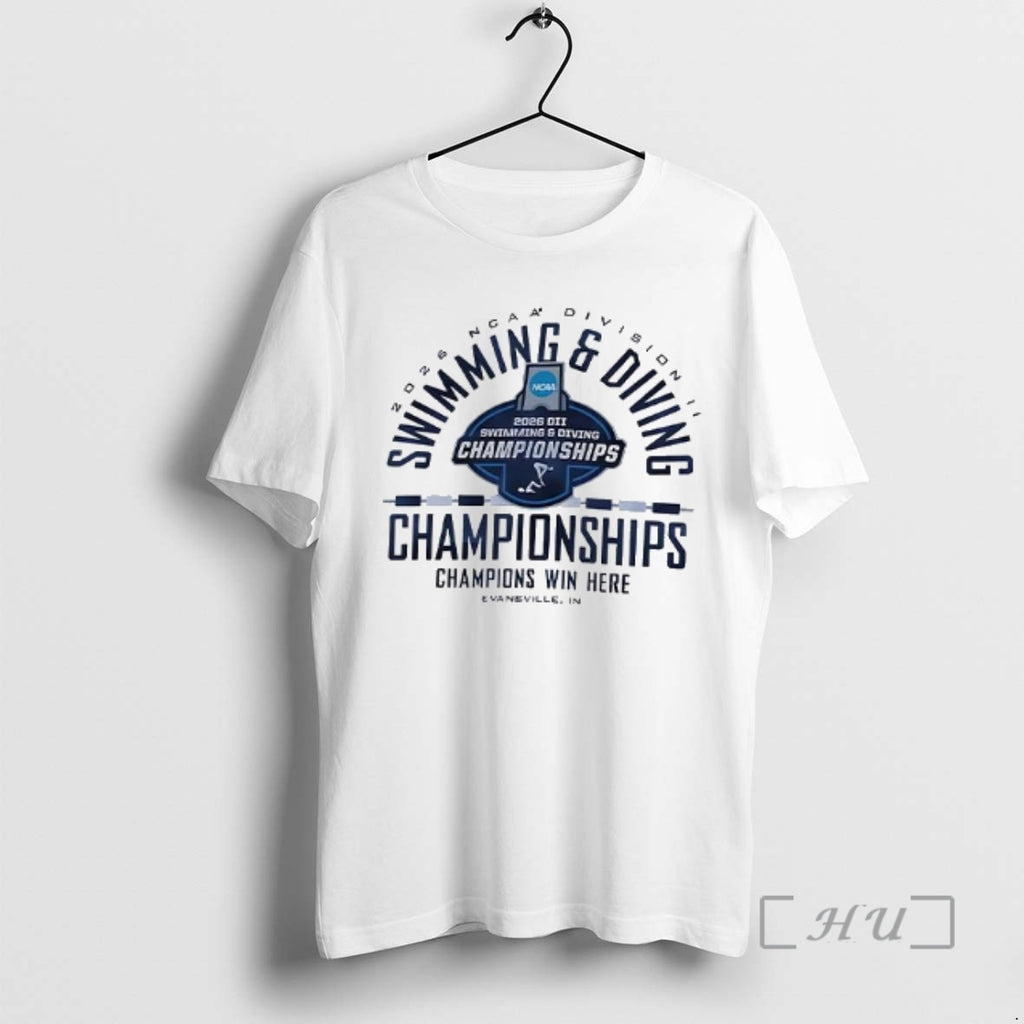 Officials 2026 Ncaa Division Ii Swimming And Diving Championships Evansville Logo Woman Premium T Shirts