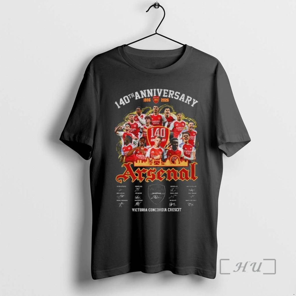 Officials Arsenal Fc 140th Anniversary 1886 2026 Victoria Concordia Crescit Signatures Premium T Shirts Sweater
