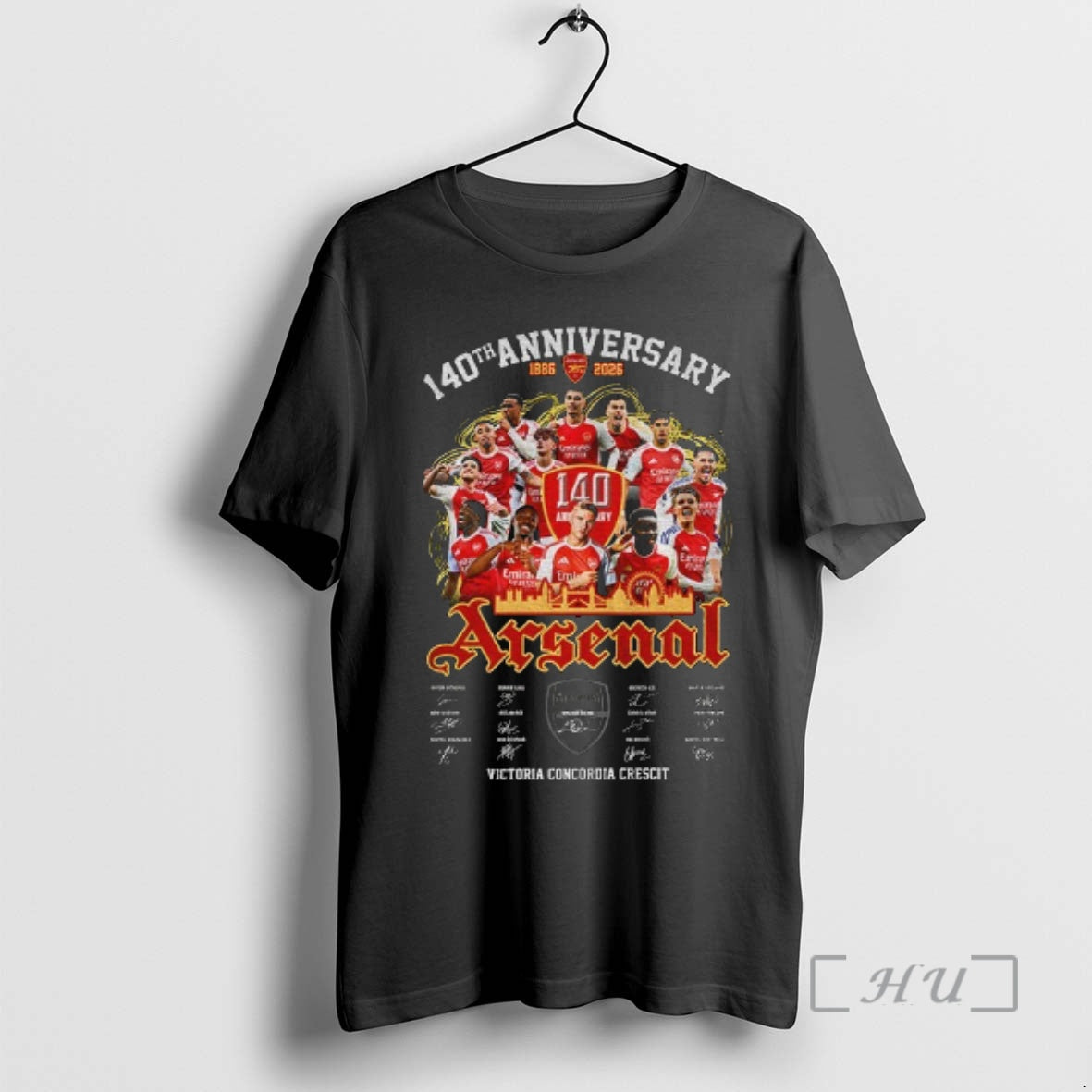 Officials Arsenal Fc 140th Anniversary 1886 2026 Victoria Concordia Crescit Signatures Premium T Shirts Sweater