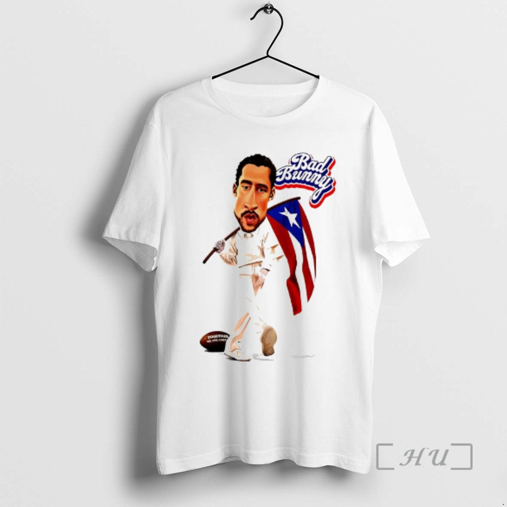 Officials Bad Bunny Caricature Holding Puerto Rico Flag Sports