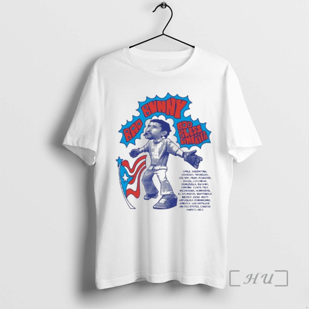 Officials Bad Bunny God Bless America Numerous Countries In The Americas Premium T Shirts Sweater