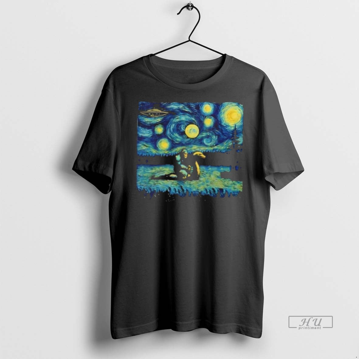 Officials Bigfoot Riding Nessie Hilarious Starry Night T Shirt Sweater Unisex , , , Long Sleeve Tee