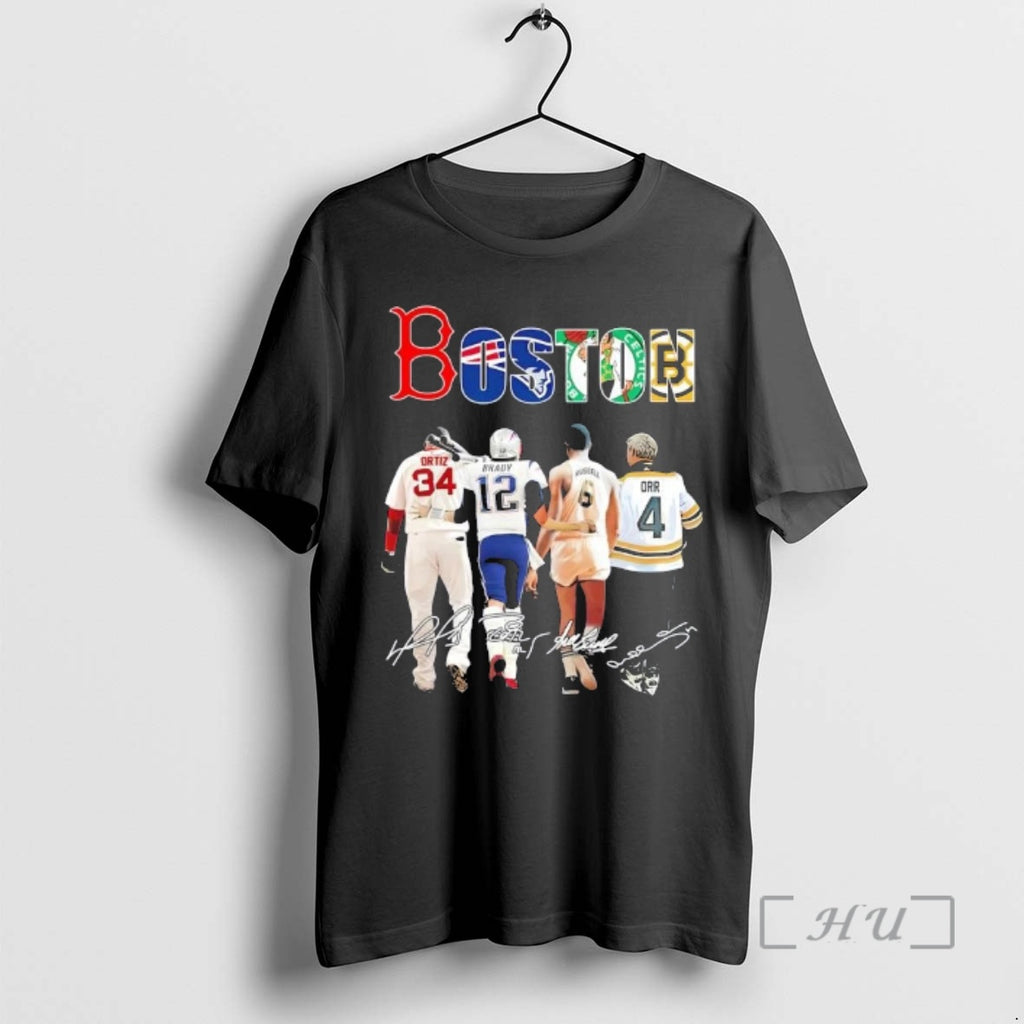 Officials Boston City Sports Legends Ortiz Brady Russell Orr Signatures