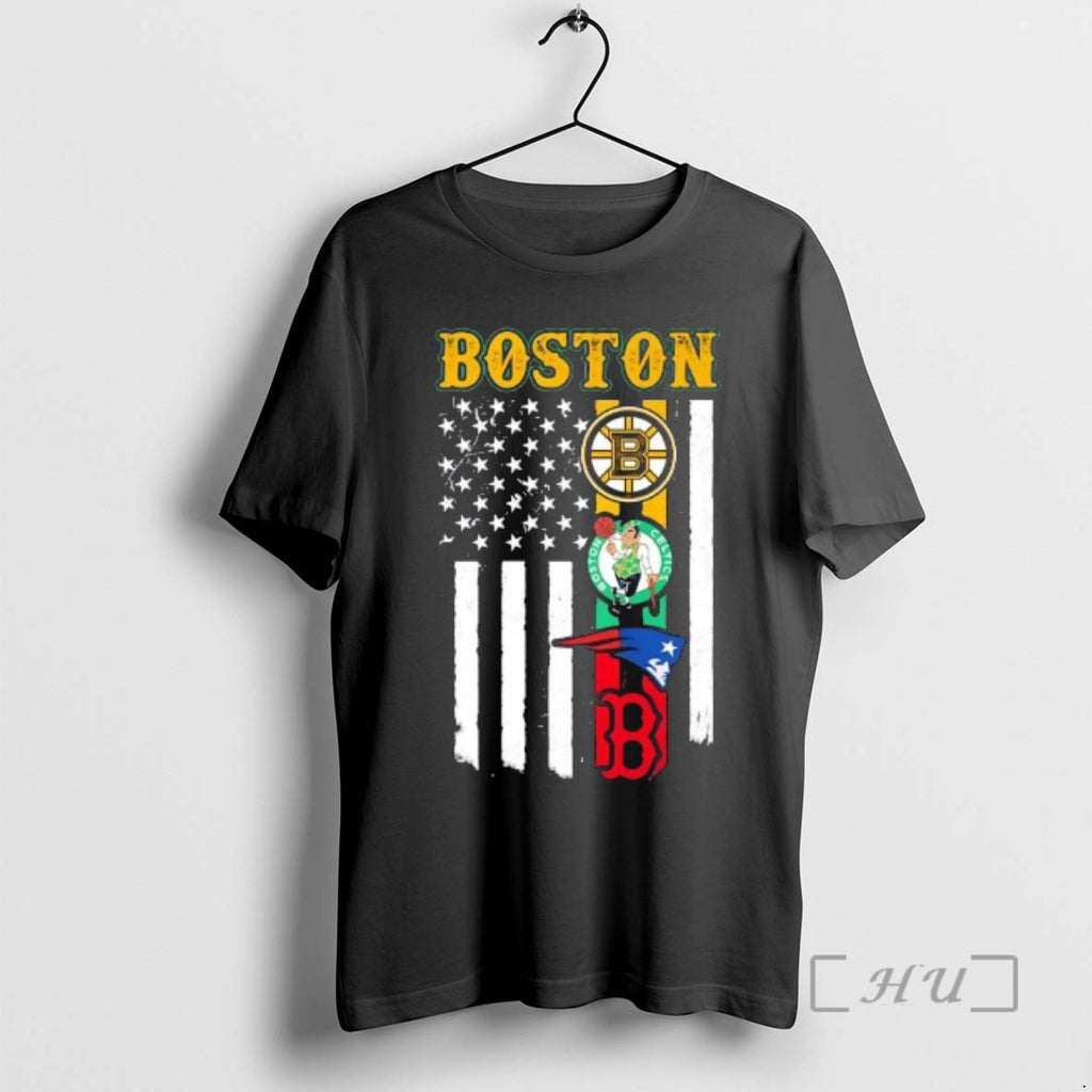 Officials Boston City Sports Logos Combine Usa Flag