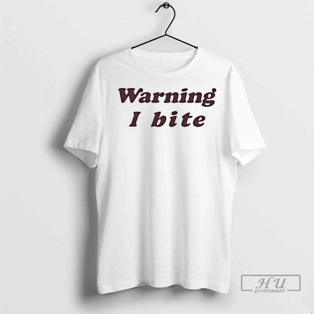 Officials Brooklyn Wearing Warning I Bite Ladies T Shirt