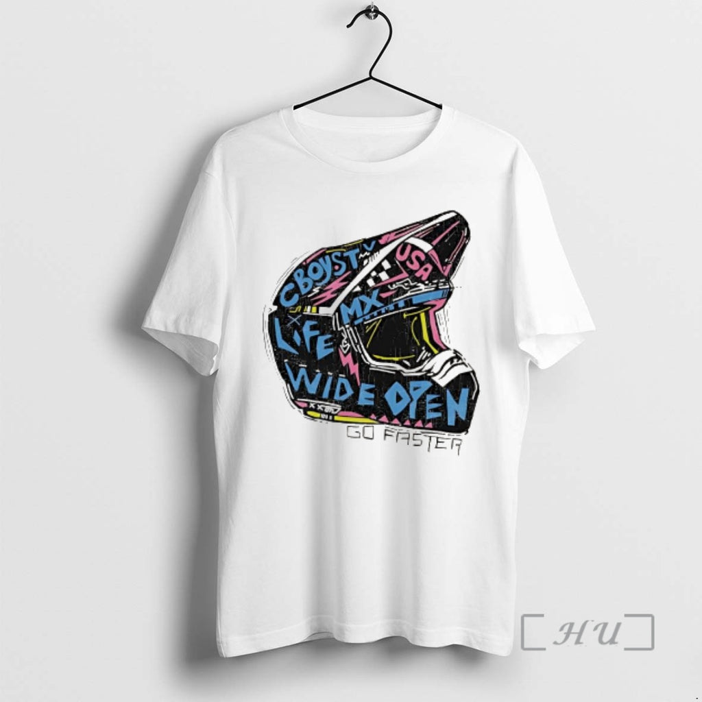 Officials Cboys Tv Life Wide Open Mx Usa Go Faster Helmet Design Premium T Shirts