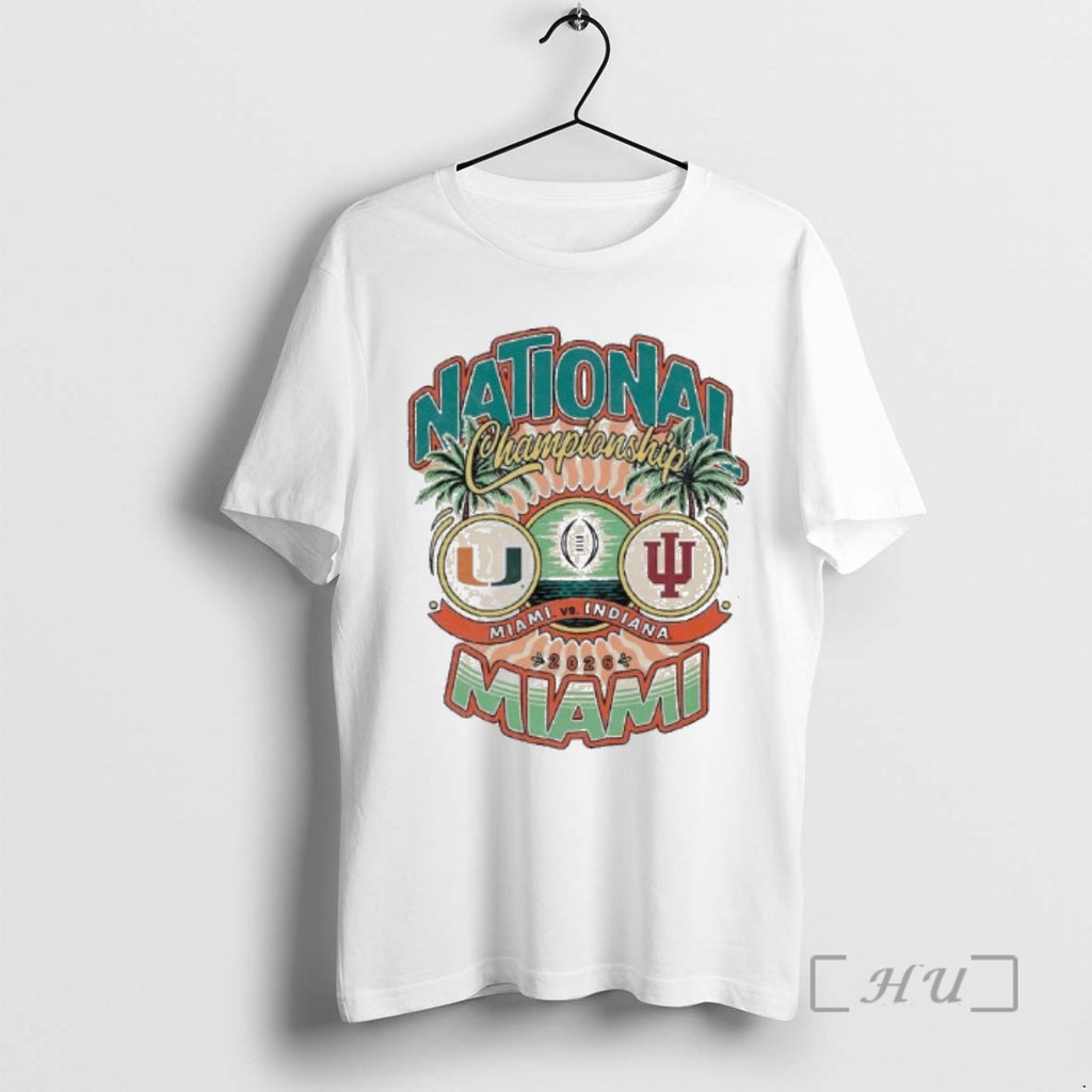 Officials College Football Playoff 2026 National Championship Miami Vs Indiana Matchup Retro Premium T Shirts