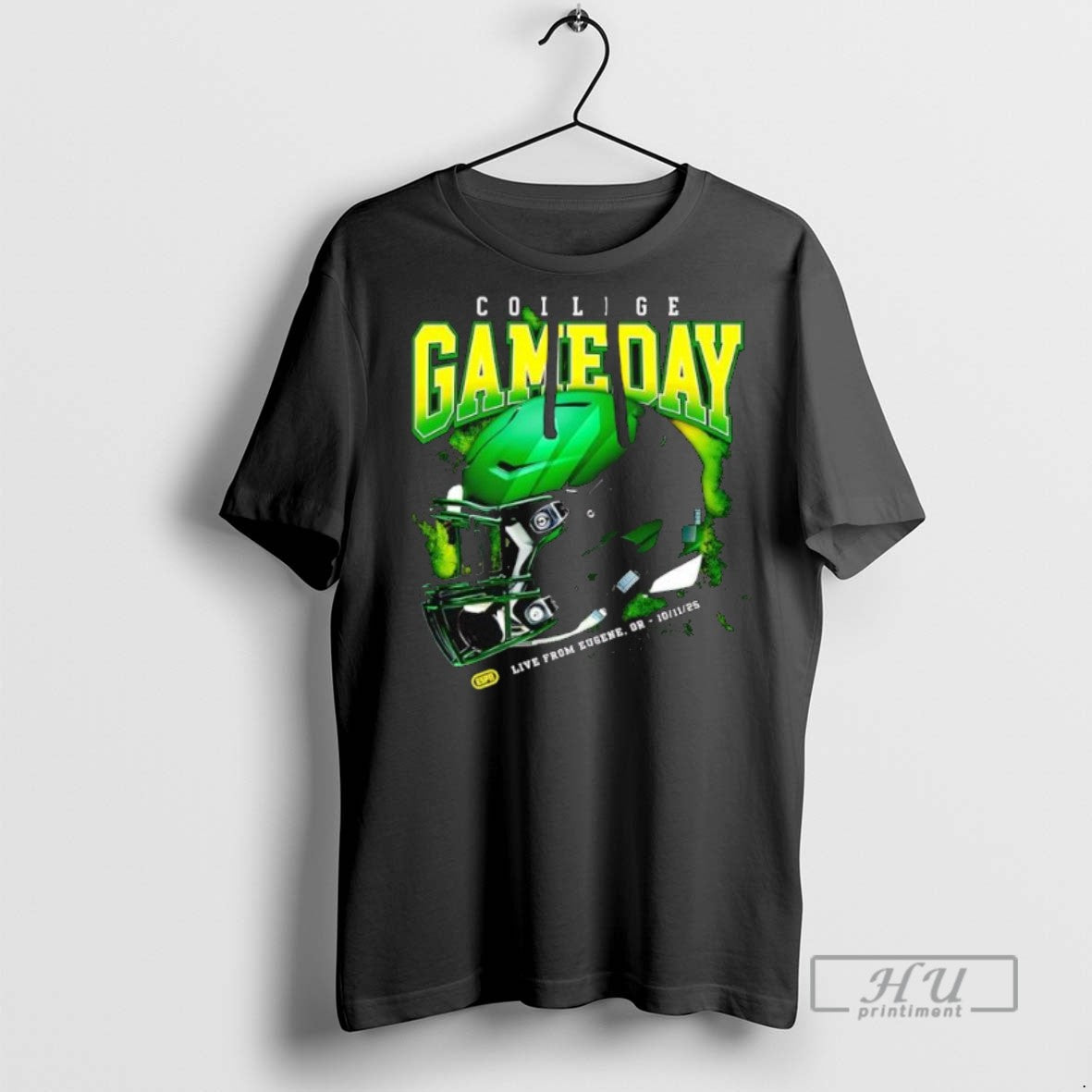 Officials College Gameday Green Football Helmet October Live From Eugenr Or Oct 11st 2025 Unisex , , , Long Sleeve Tee