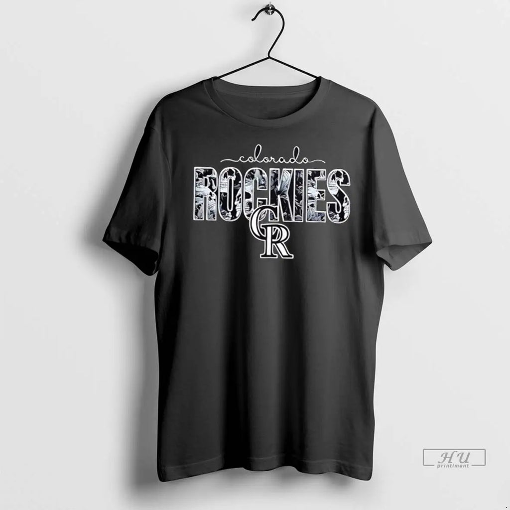 Officials Colorado Rockies Skulls Floral Graphic Baseball T Shirts