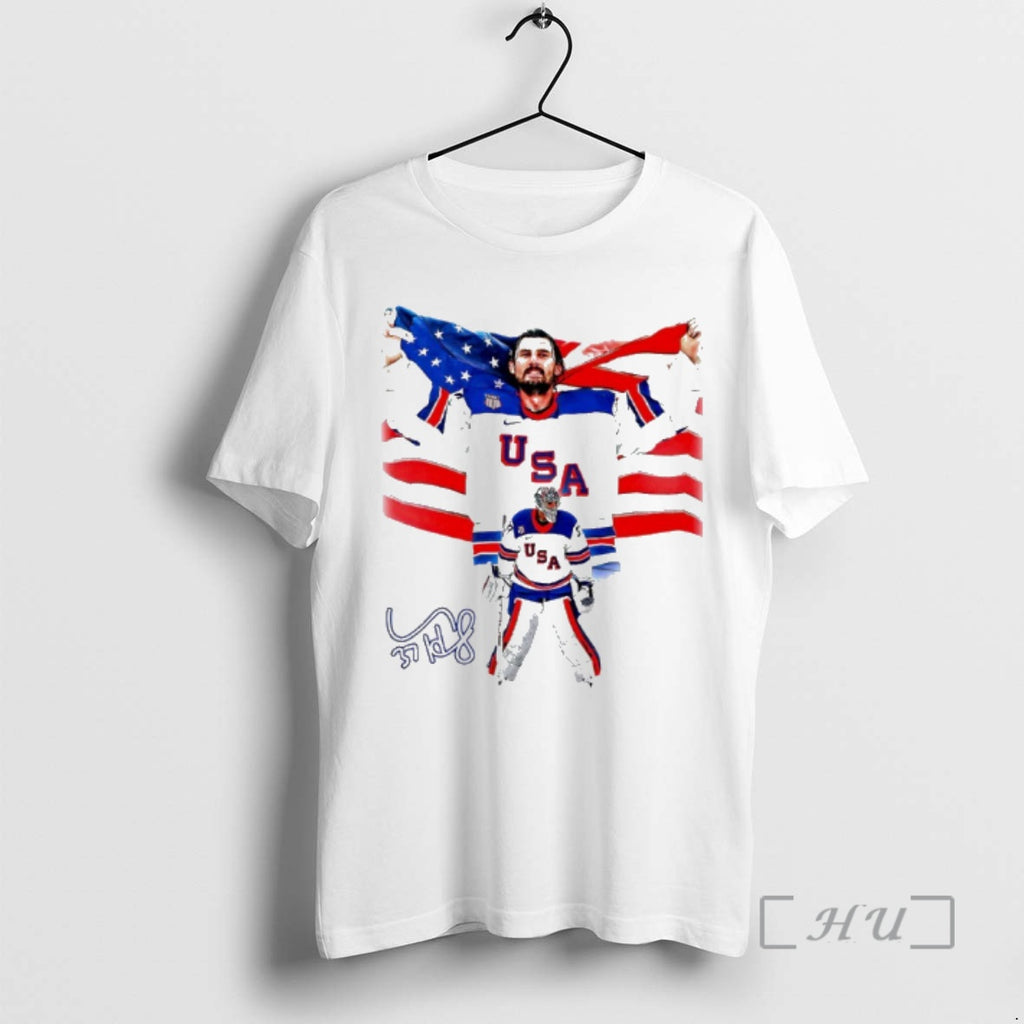 Officials Connor Hellebuyck Usa Hockey Olympic Gold Signature