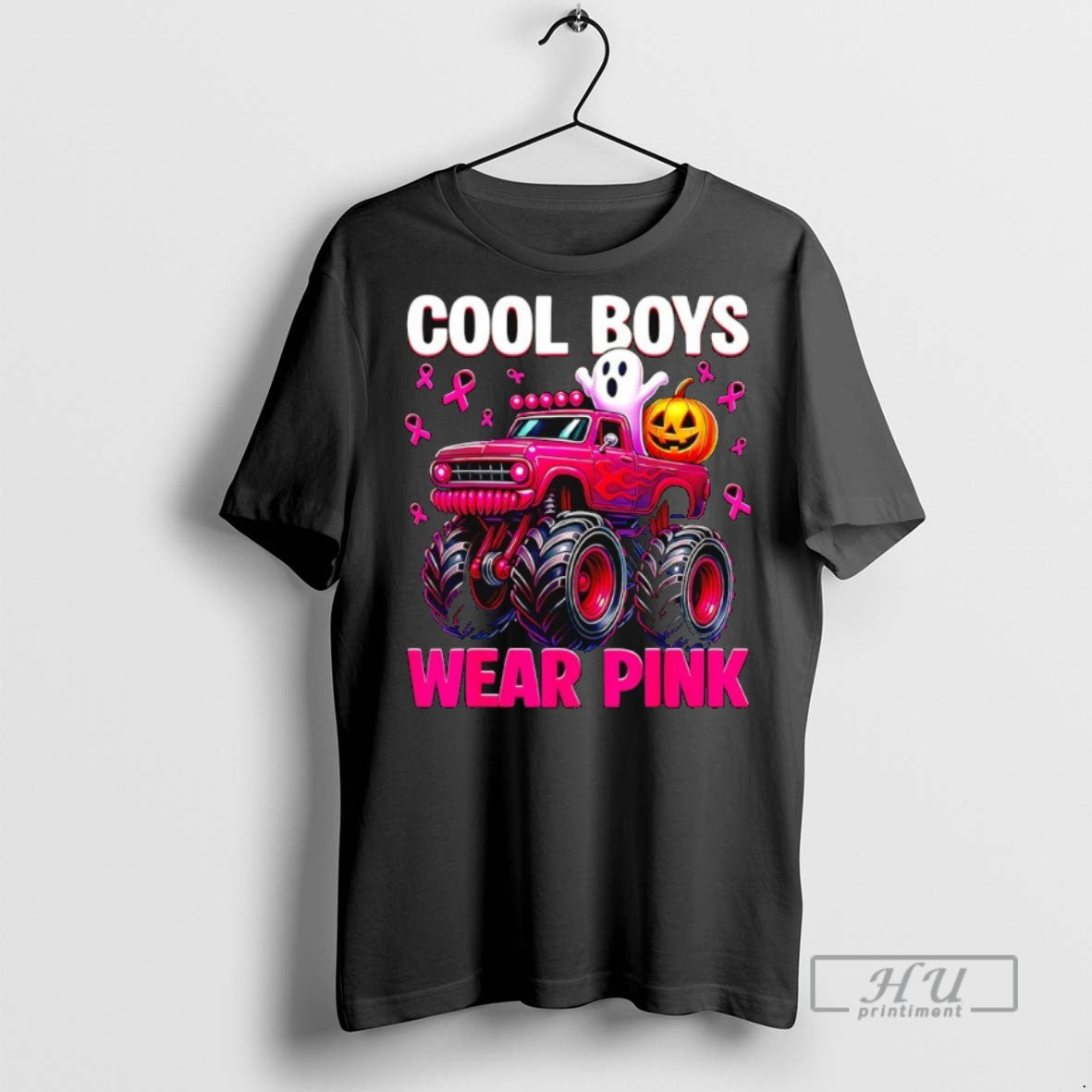 Officials Cool Boys Wear Pink Monster Truck Breast Cancer T Shirts s Unisex , , , Long Sleeve Tee
