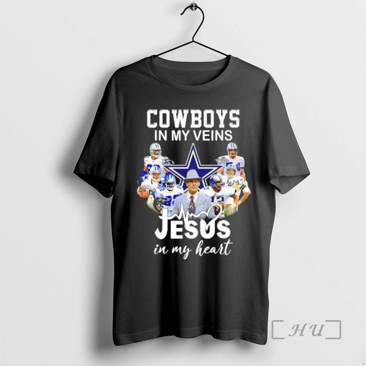 Officials Cowboys My Veins Jesus My Heart Player Collage Signatures T-Shirts