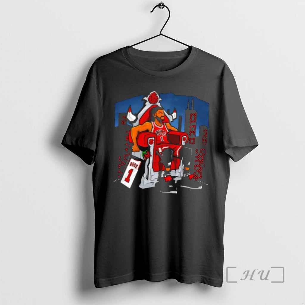 Officials Derrick Rose Chicago Bulls Sit In The Royal Chair Cartoon Premium T Shirts Sweater