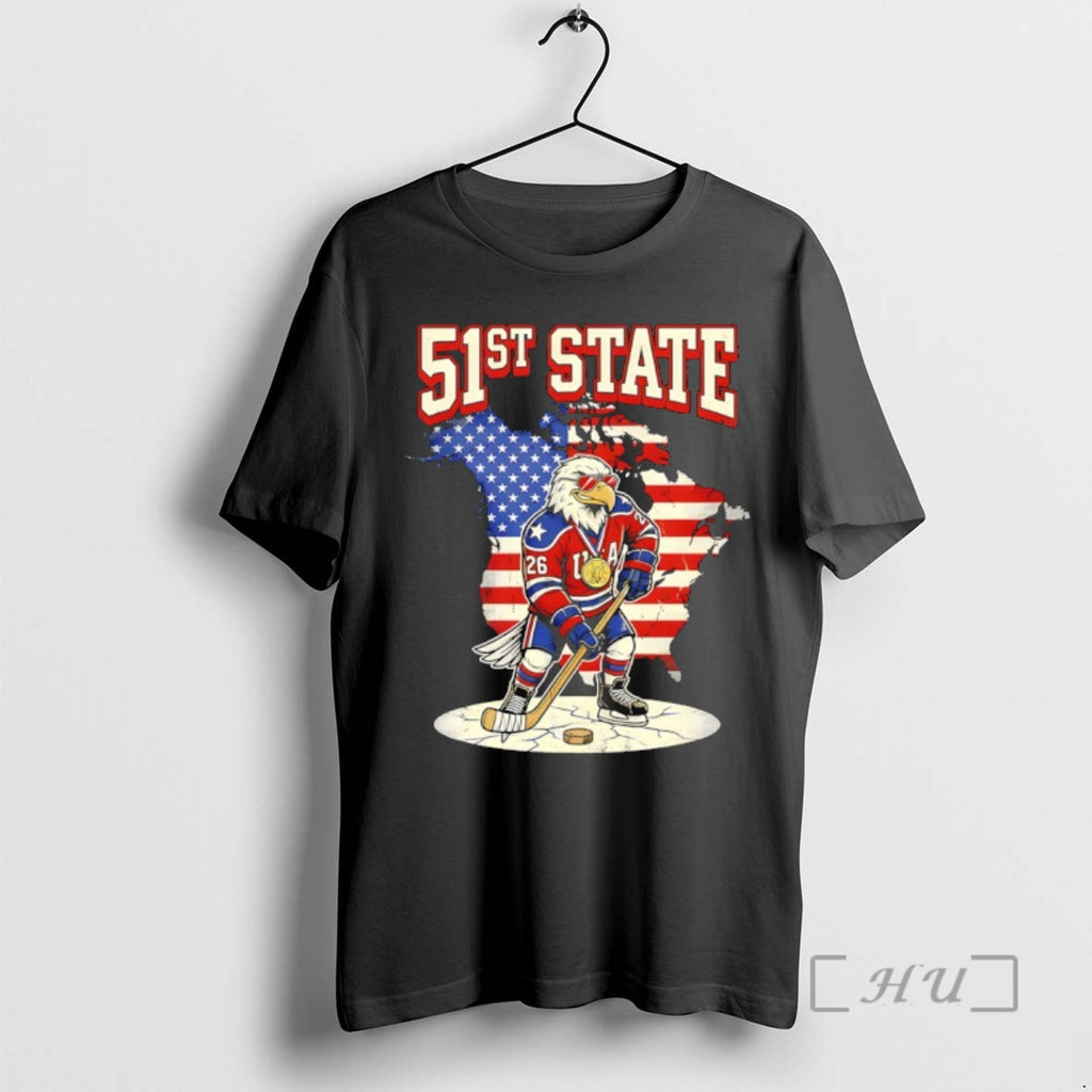 Officials Eagle 51st State Usa Hockey Map American Flag