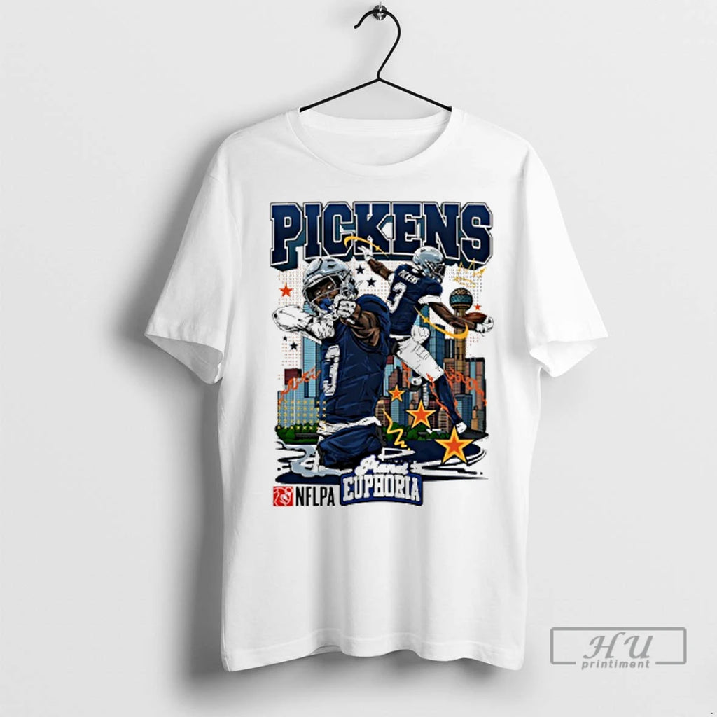Officials George Pickens Dallas Cowboys Player City Skyline Graphic T Shirts