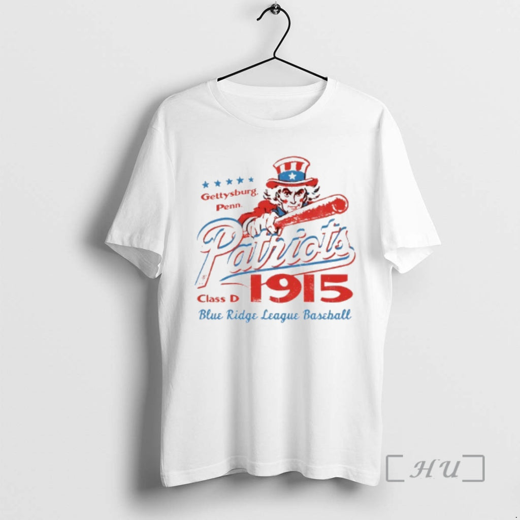 Officials Gettysburg Penn Patriots Blue Ridge League Baseball Class D 1915 Vintage Premium T Shirts