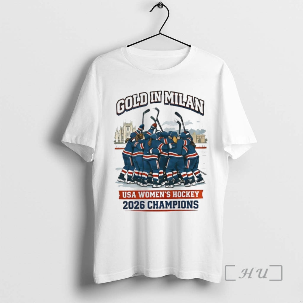Officials Gold In Milan 2026 Adult Usa Hockey Womens Gold Winner Premium T Shirts Sweater