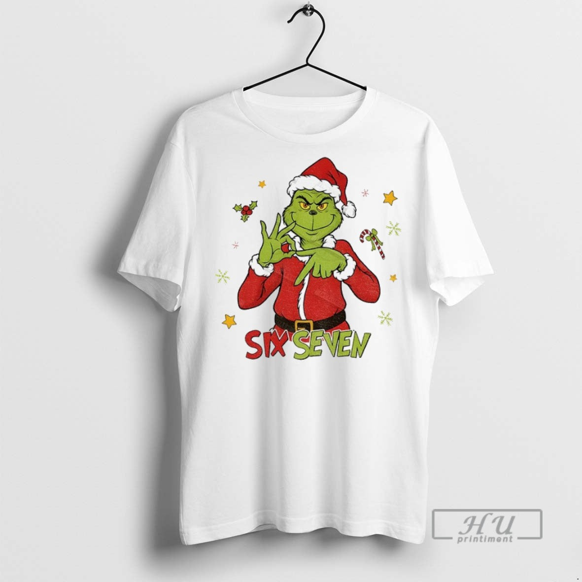 Officials Grinch Santa Hat Six Seven Meme Christmas 2025 T Shirt s Unisex , , , Long Sleeve Tee