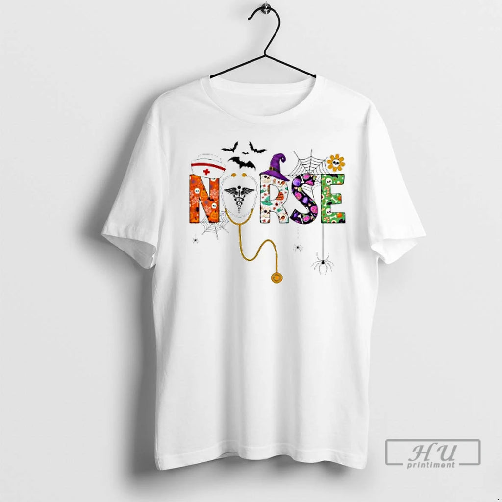 Officials Halloween Nurse Life Funny Nursing Stethoscope Spooky Nurse Ladies T Shirt