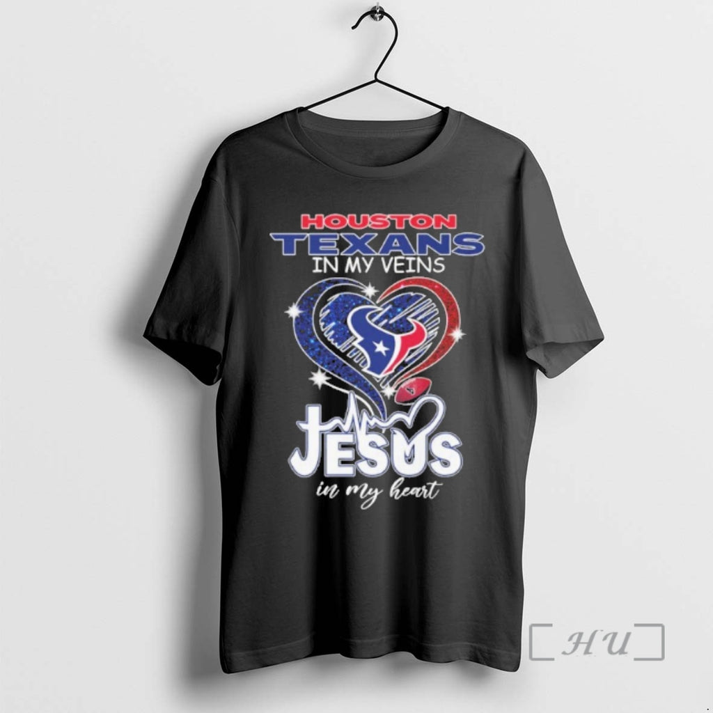 Officials Houston Texans In My Veins Heart Logo Ball Jesus In My Heart Premium