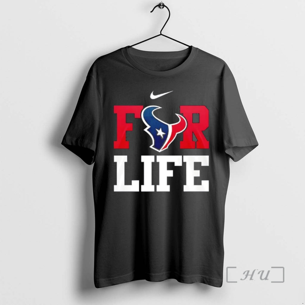 Officials Houston Texans For Life I Bleed Blue And Red 2 Sided Premium T Shirts