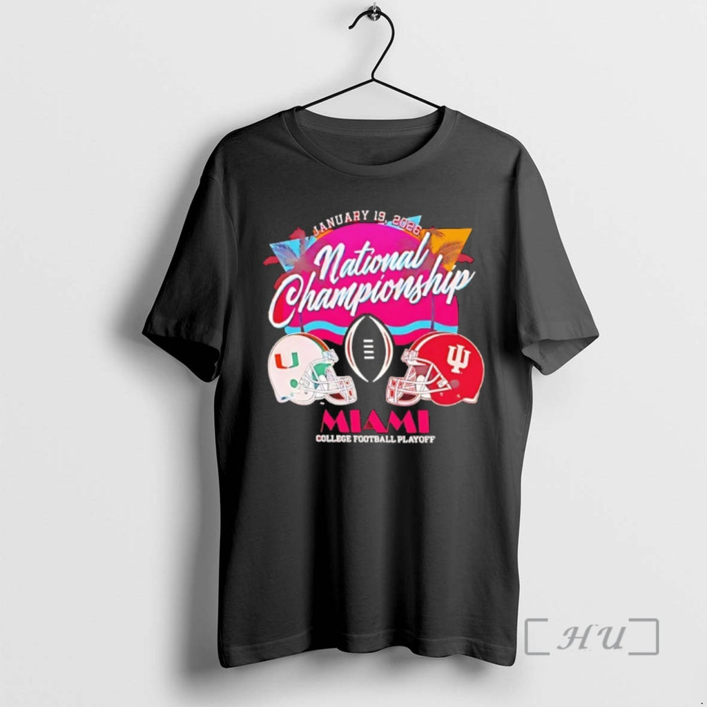 Officials Indiana Vs Miami 2026 Cfp National Championship Bound Sunset Helmets Premium T Shirts Sweater