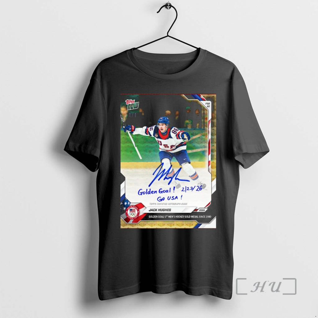 Officials Jack Hughes 2026 Winter Olympic Gold Medal Game Topps Now Premium T Shirts Sweater