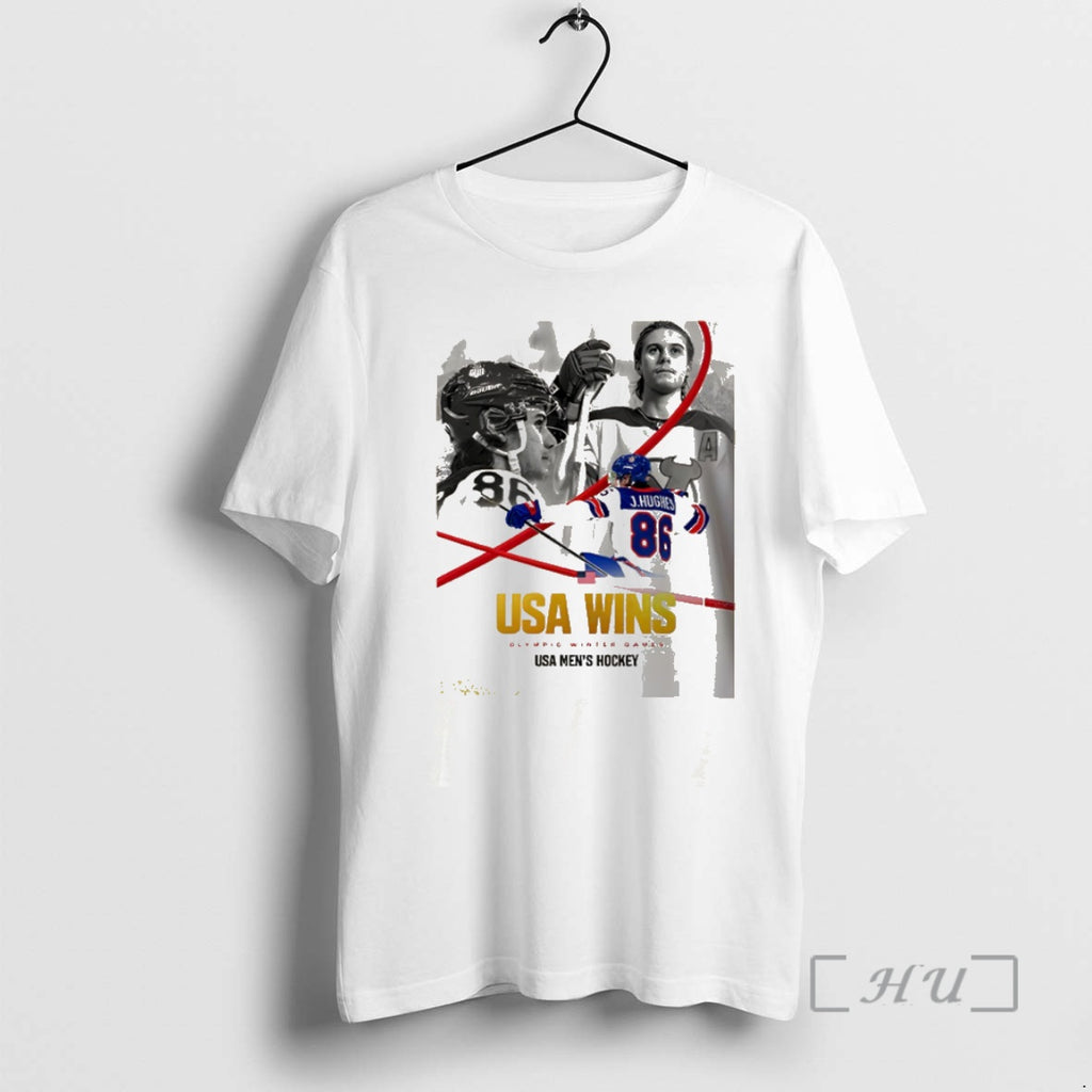 Officials Jack Hughes Golden Boy Usa Mens Hockey Champion Olympic Winter 2026 Premium T Shirts