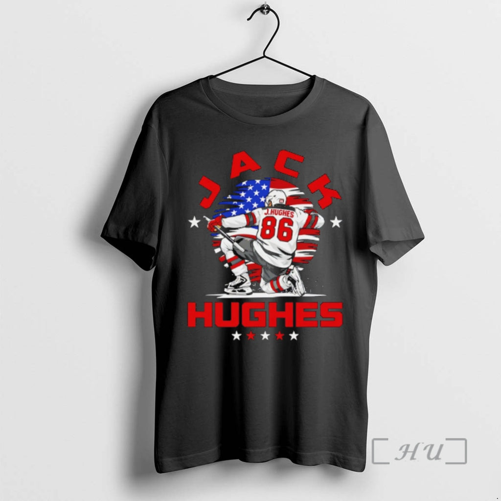 Officials Jack Hughes New Jersey Devils Usa Flag Celebration