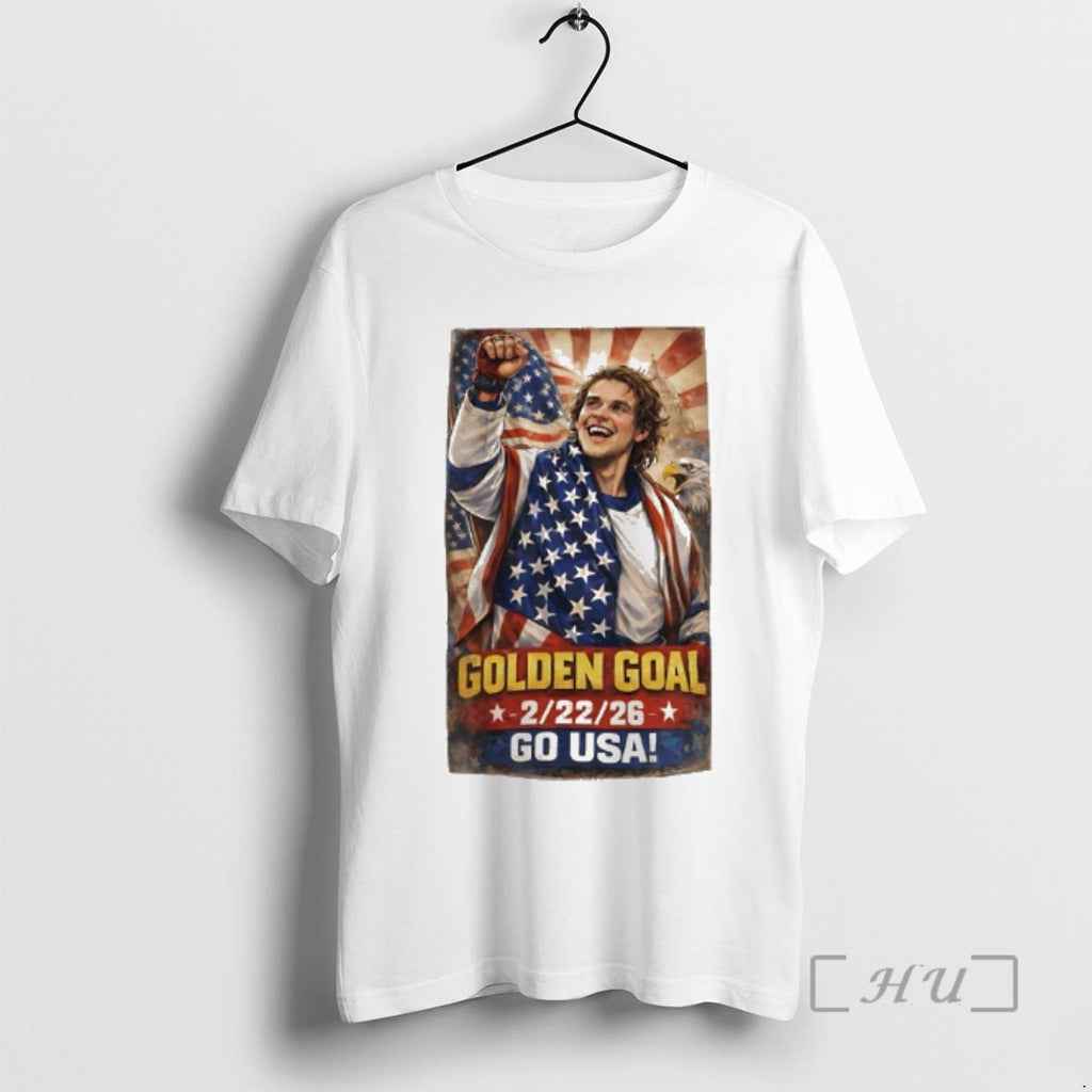 Officials Jack Hughes Team Usa Hockey Golden Goal 2026 Go Usa Art Premium T Shirts