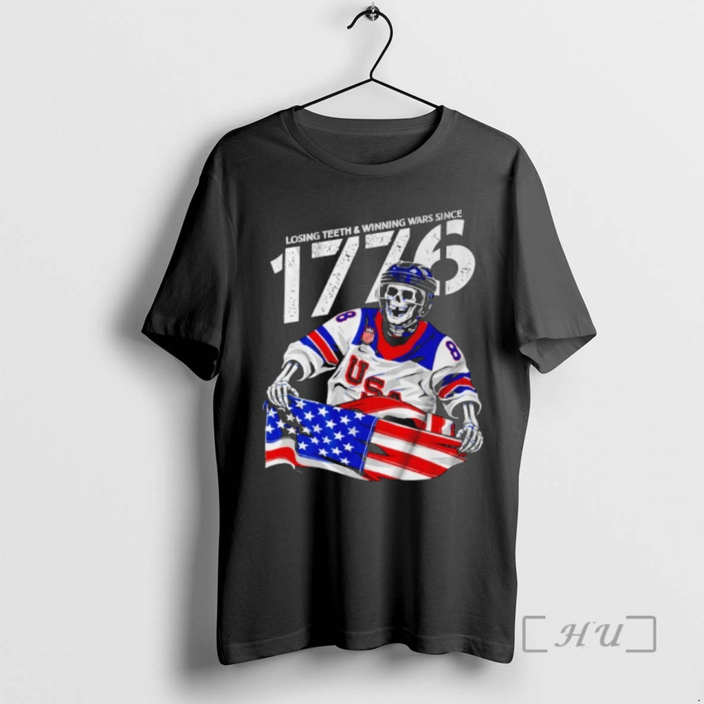 Officials Jack Hughes Usa Hockey Losing Teeth Winning Wars Since 1776 Premium T Shirts Sweater