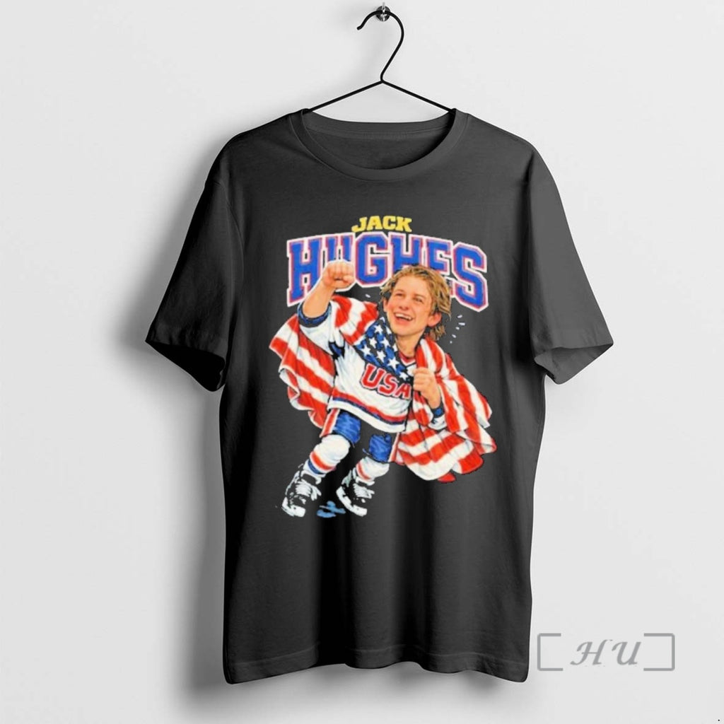 Officials Jack Hughes Usa Hockey Gold Medal 2026 Winter Olympics Black Premium T Shirts Sweater