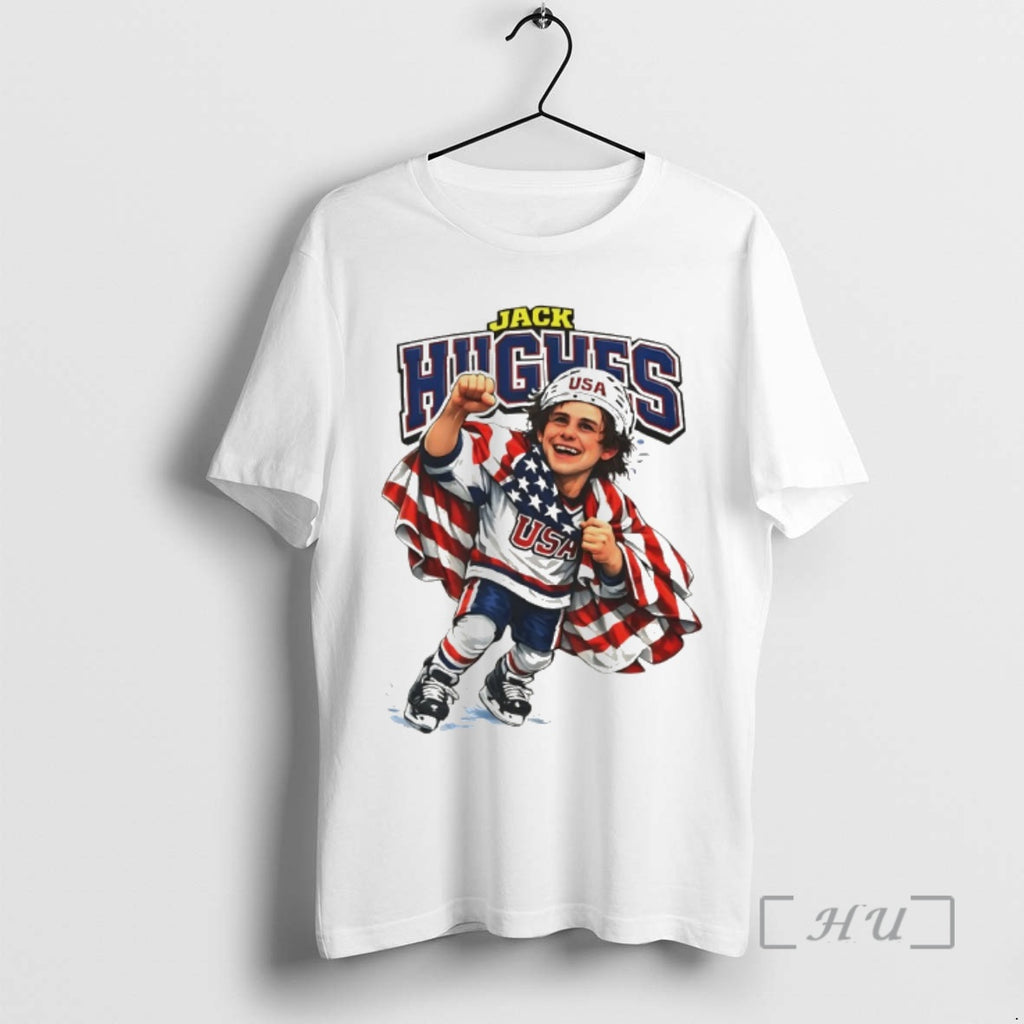 Officials Jack Hughes Caricature Usa Hockey American Flag Olympic 2026