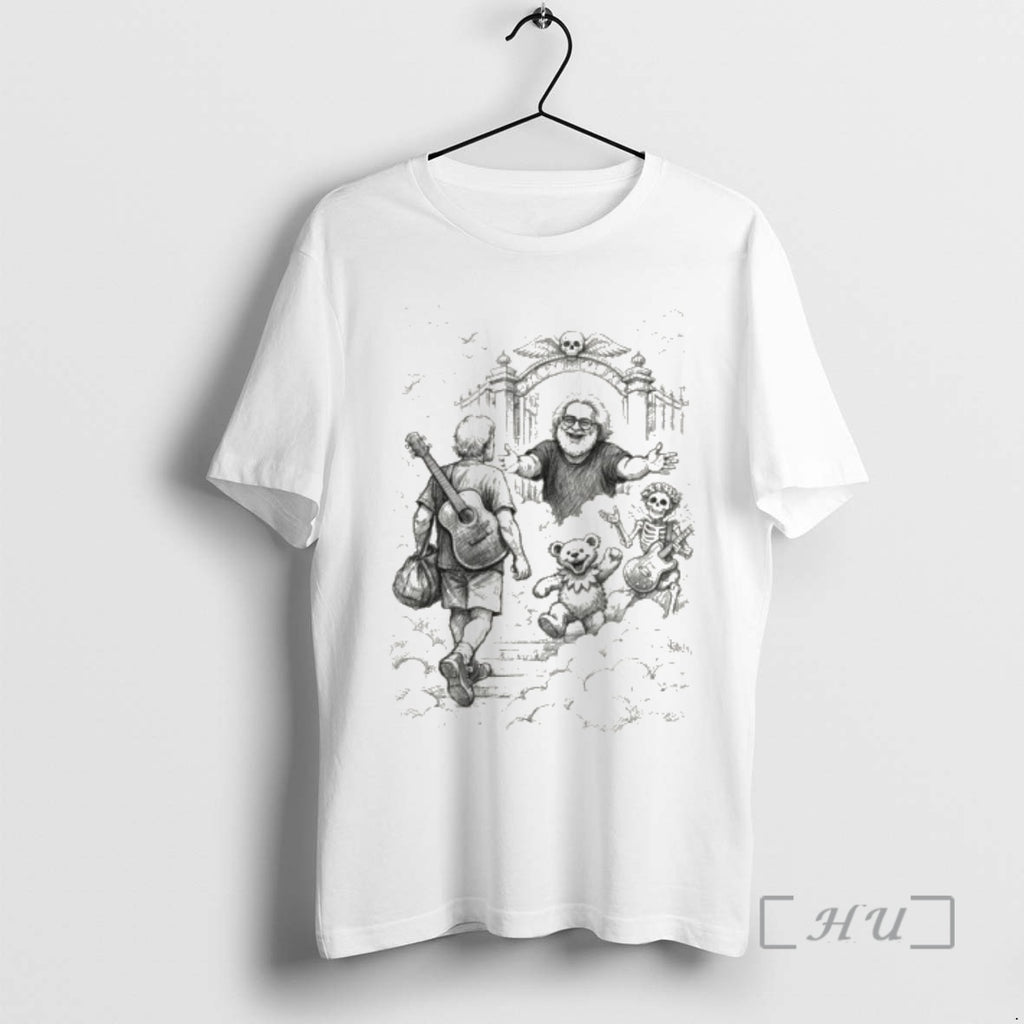 Officials Jerry Garcia And Bob Weir Grateful Dad In The Heaven Premium T Shirts Sweater