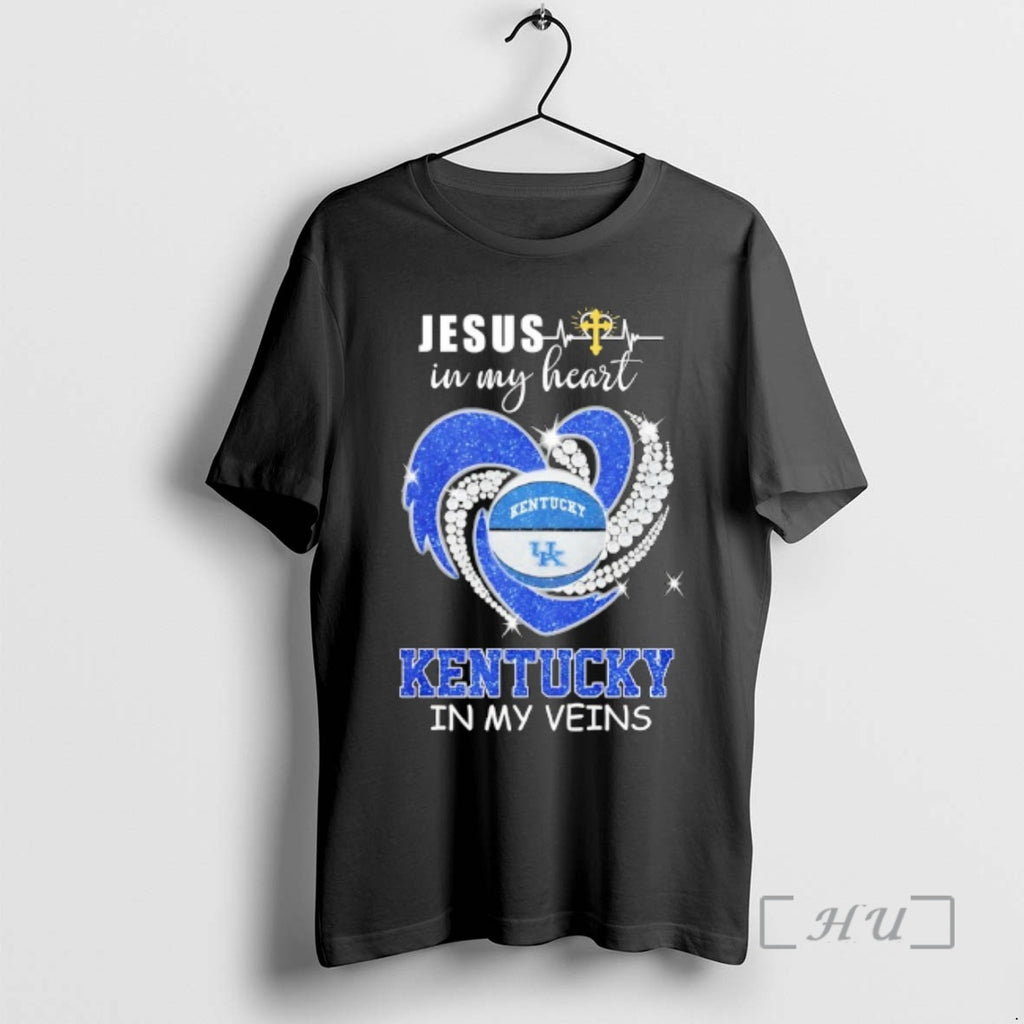 Officials Jesus In My Heart Kentucky Wildcats In My Veins Logo Team Premium T Shirts