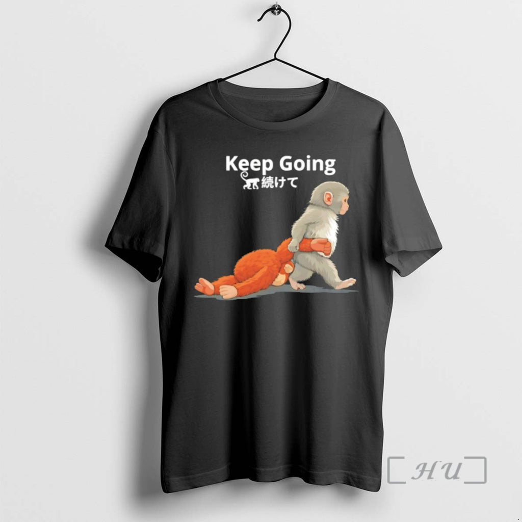 Officials Keep Going Monkey Punch Baby Monkey Holding Plush Toy Japanese Graphic Premium T Shirts