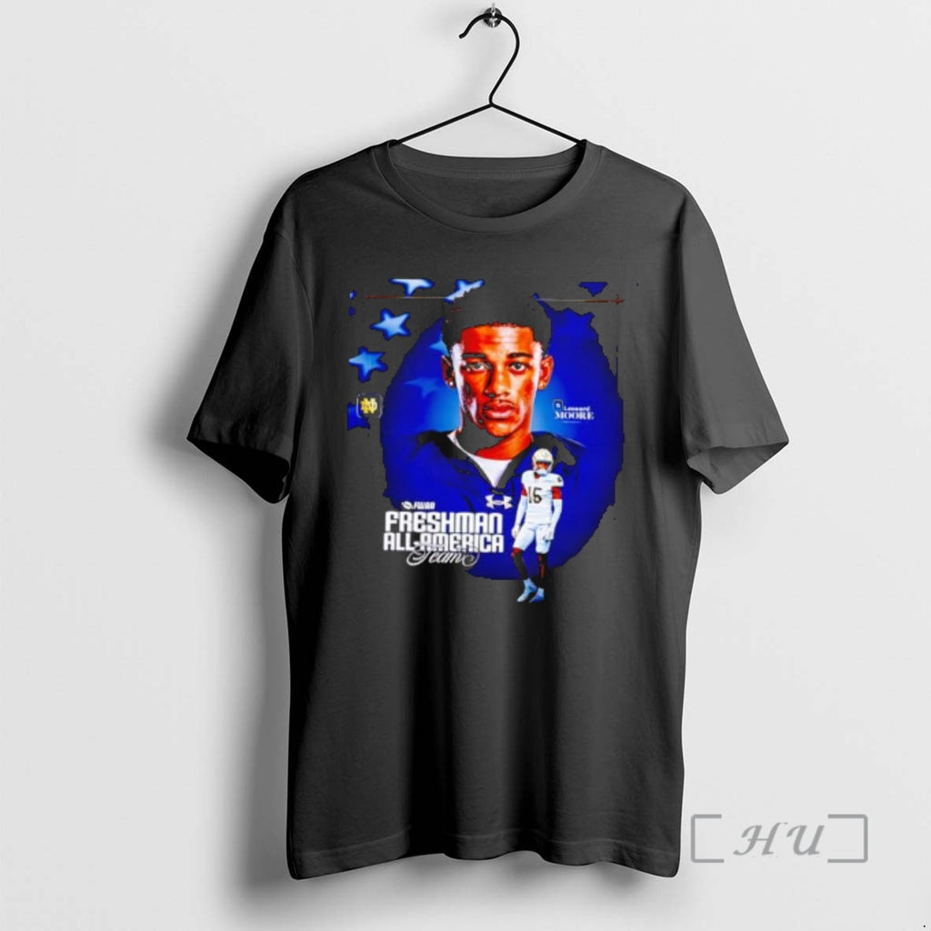 Officials Leonard Moore Notre Dame Football Fwaa Freshman All America Team Premium T Shirts Sweater