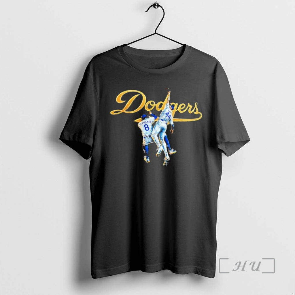 Officials Los Angeles Dodgers Hernandez 8 Pages 44 Jumping Celebration