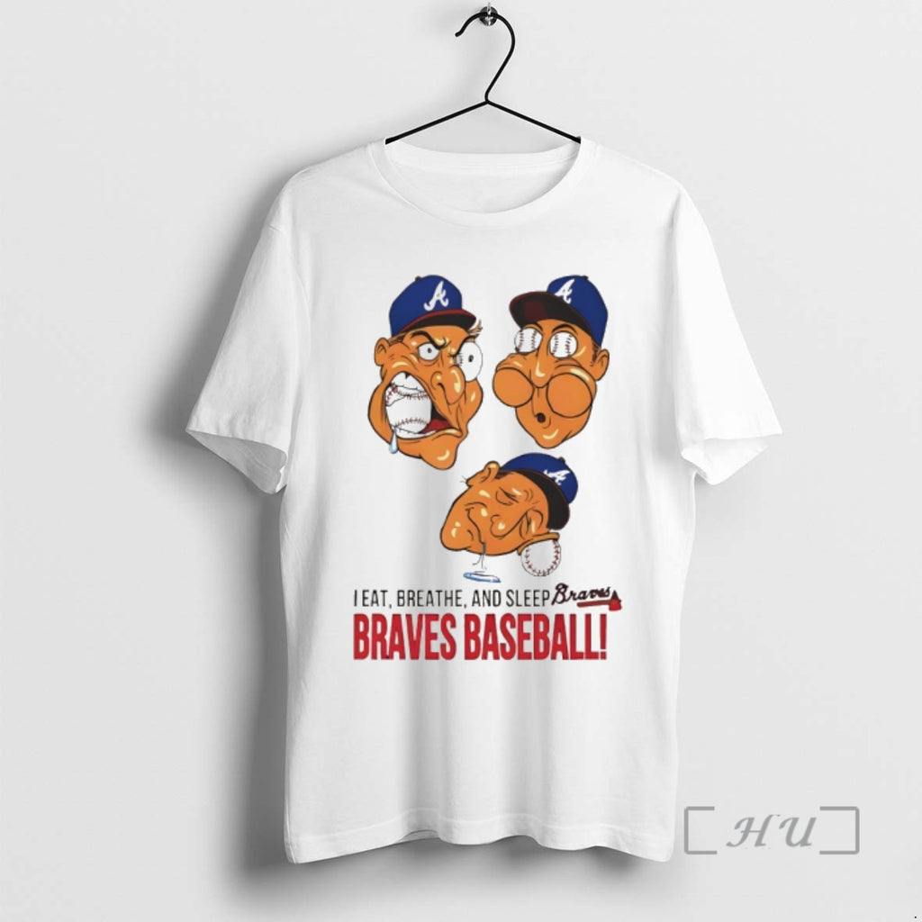 Officials Los Angeles Dodgers Caricature I Eat Breathe And Sleep Braves Baseball Premium T Shirts