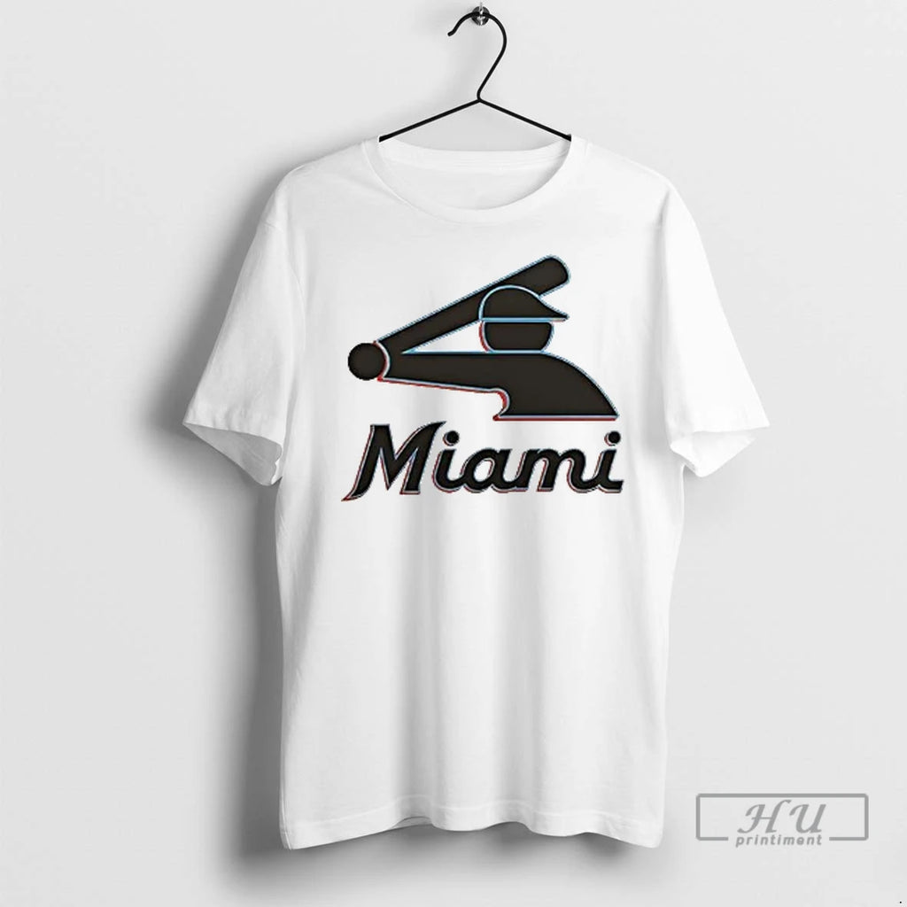 Officials Miami Marlins Baseball Stickman 2 Sided T Shirts