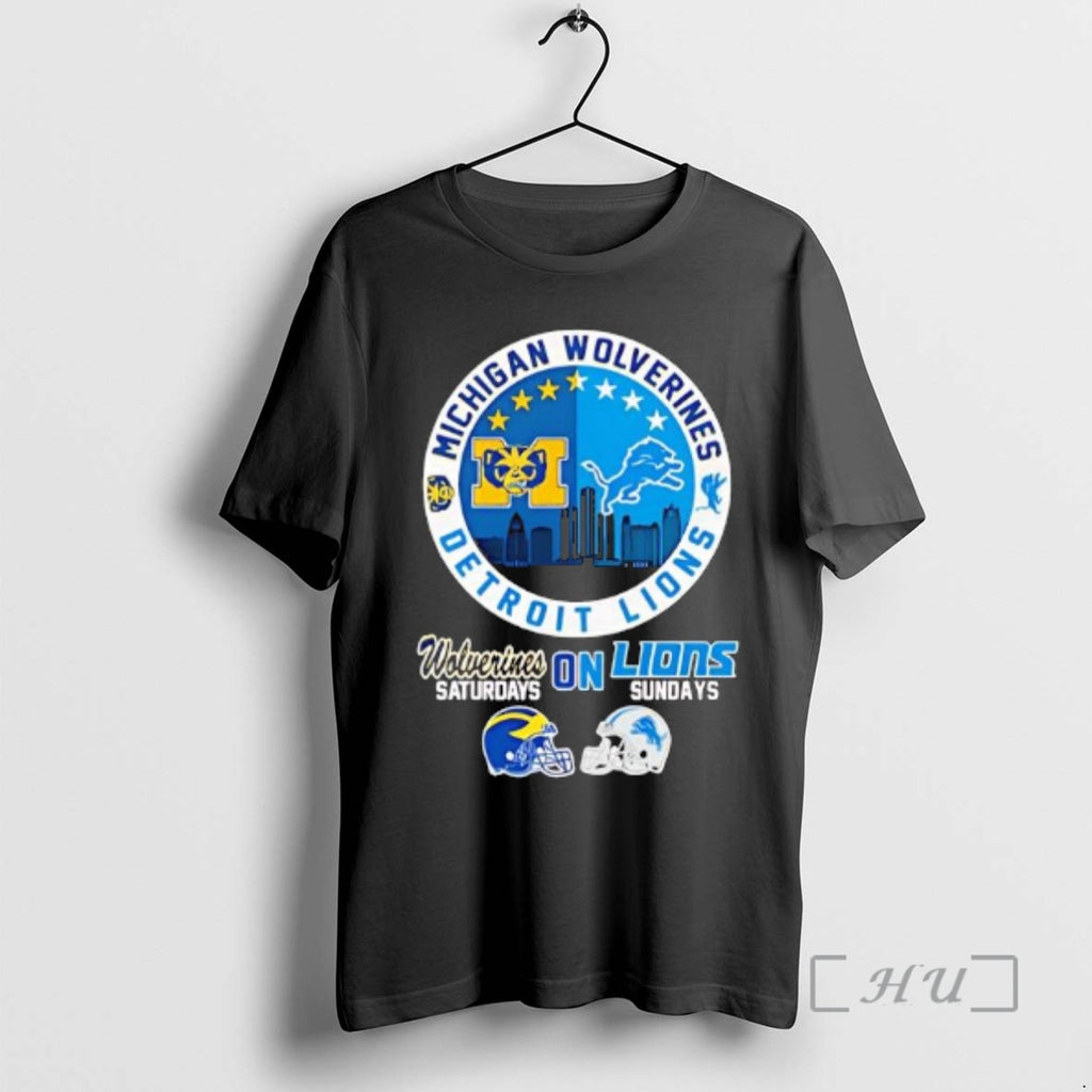 Officials Michigan Wolverines Saturdays On Detroit Lions Sundays Logo